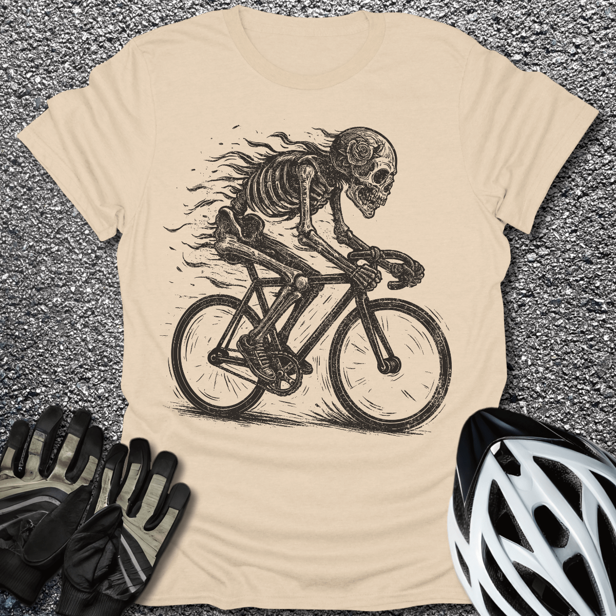 Skeleton Mode T-Shirt in Sand / S from CycleTees