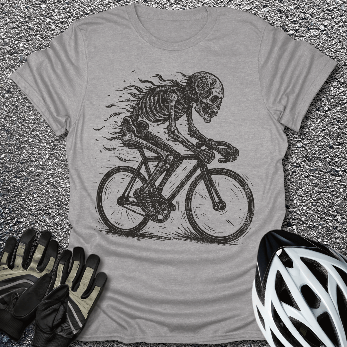 Skeleton Mode T-Shirt in Sport Grey / S from CycleTees