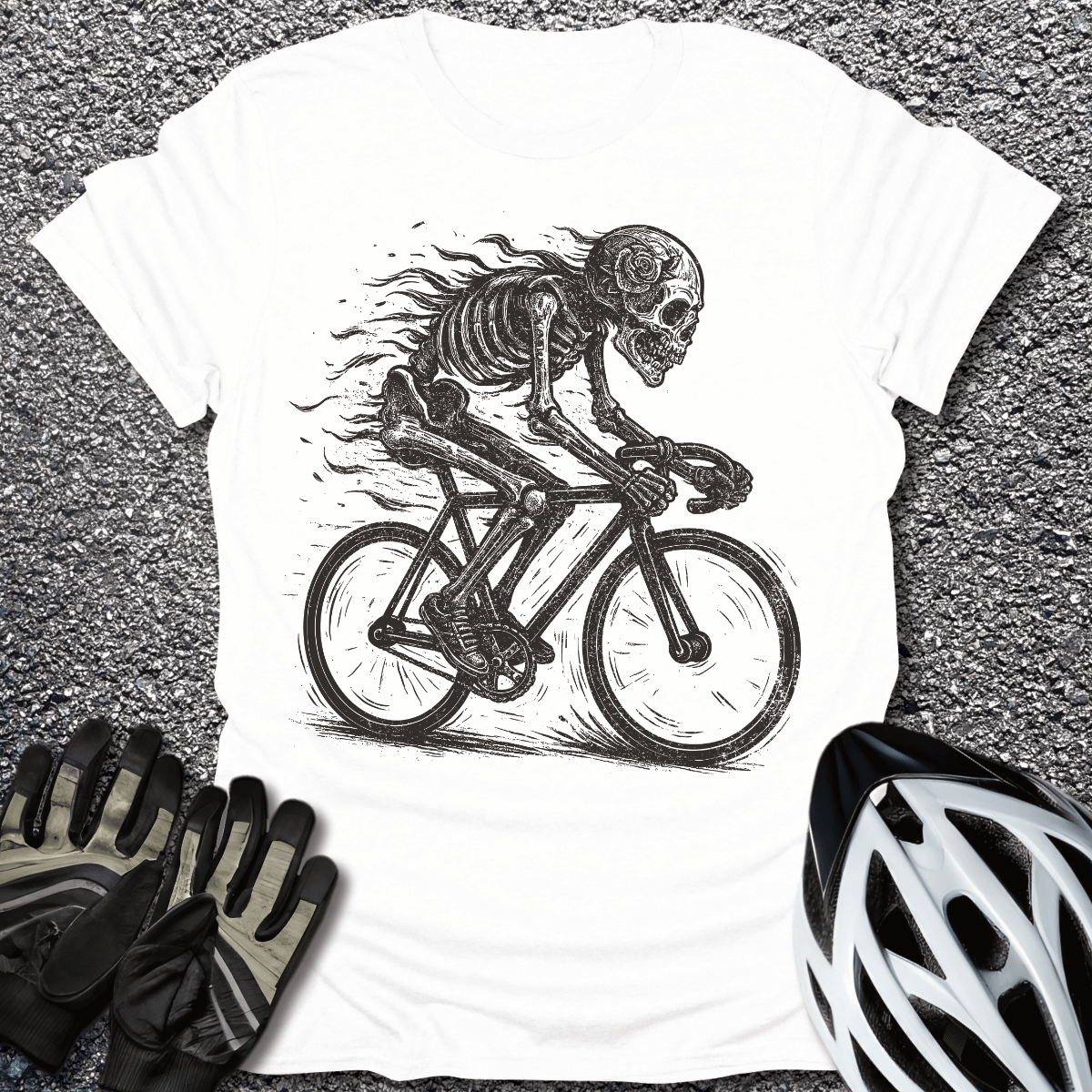 Skeleton Mode T-Shirt in White / S from CycleTees