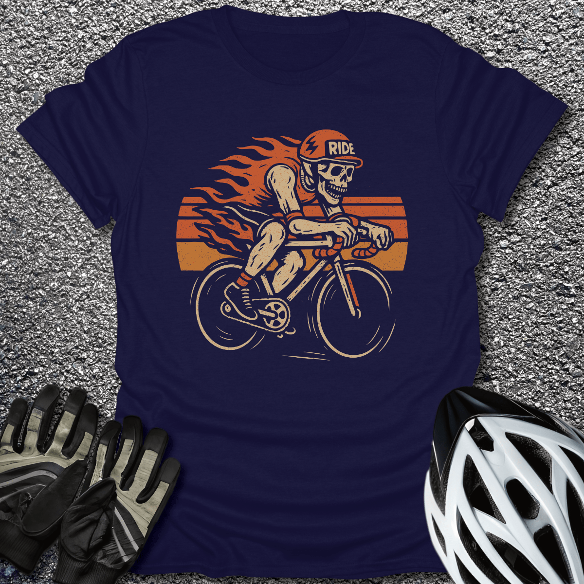 Skeleton Ride T-Shirt in Navy / S from CycleTees
