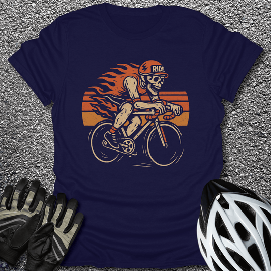 Skeleton Ride T-Shirt in Navy / S from CycleTees