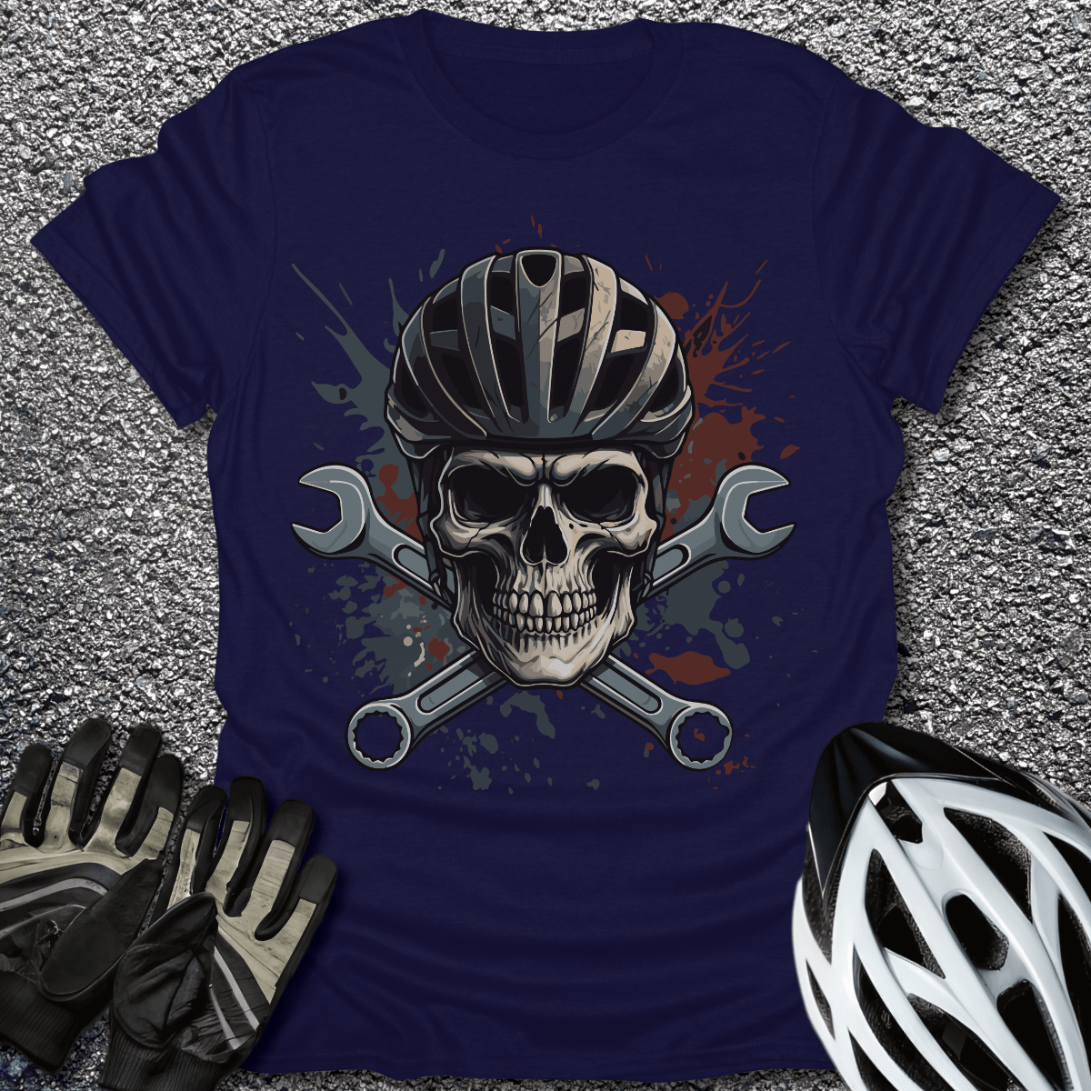 Skull Mechanic T-Shirt in Navy / S from CycleTees