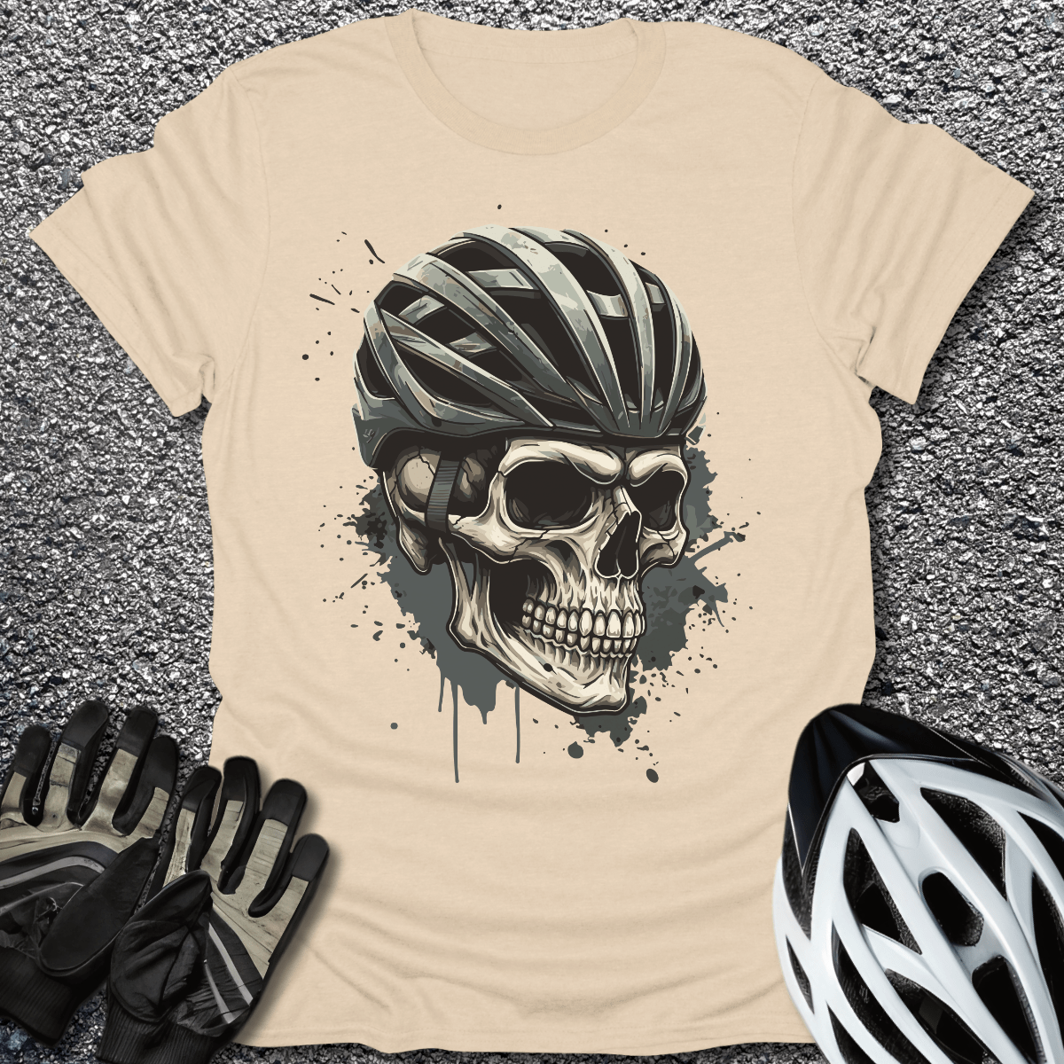 Skull Rider T-Shirt in Sand / S from CycleTees