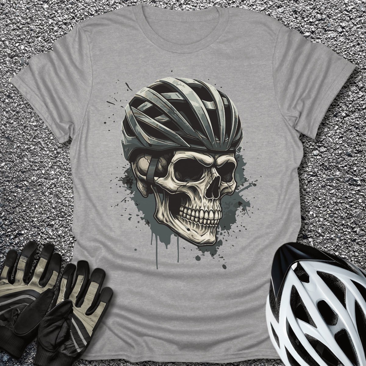 Skull Rider T-Shirt in Sport Grey / S from CycleTees