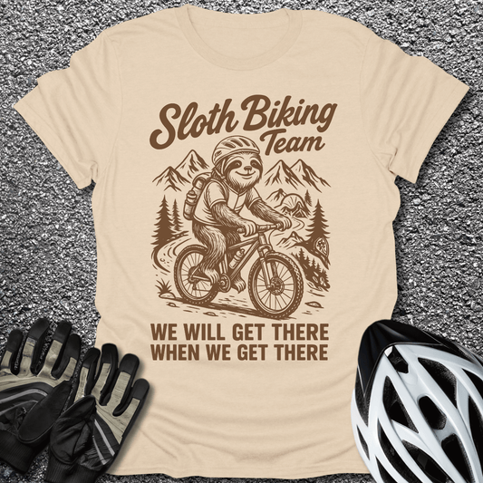 Sloth Biking T-Shirt in Sand / S from CycleTees