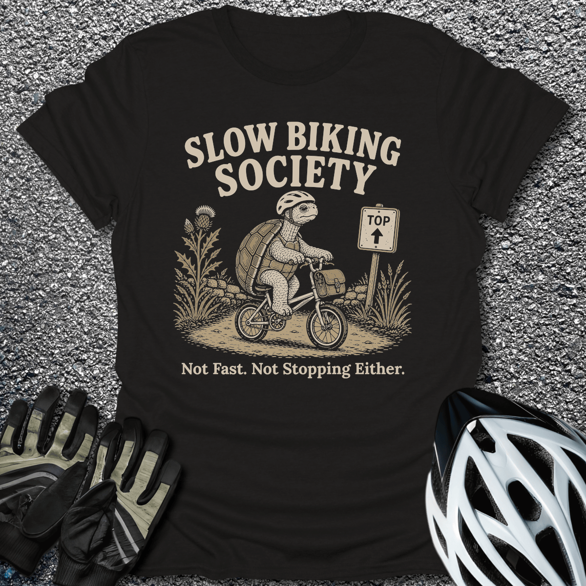 Slow Biking Society T-Shirt in Black / S from CycleTees