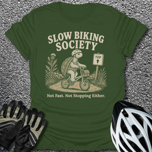 Slow Biking Society T-Shirt in Military Green / S from CycleTees