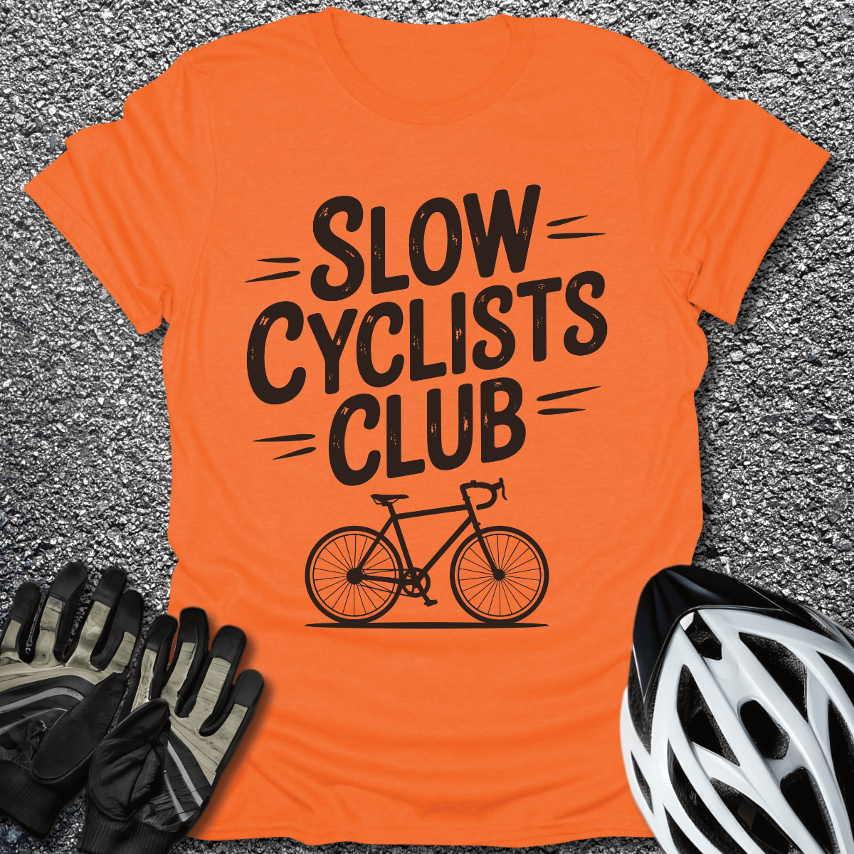 Slow Cyclists T-Shirt in Orange / S from CycleTees