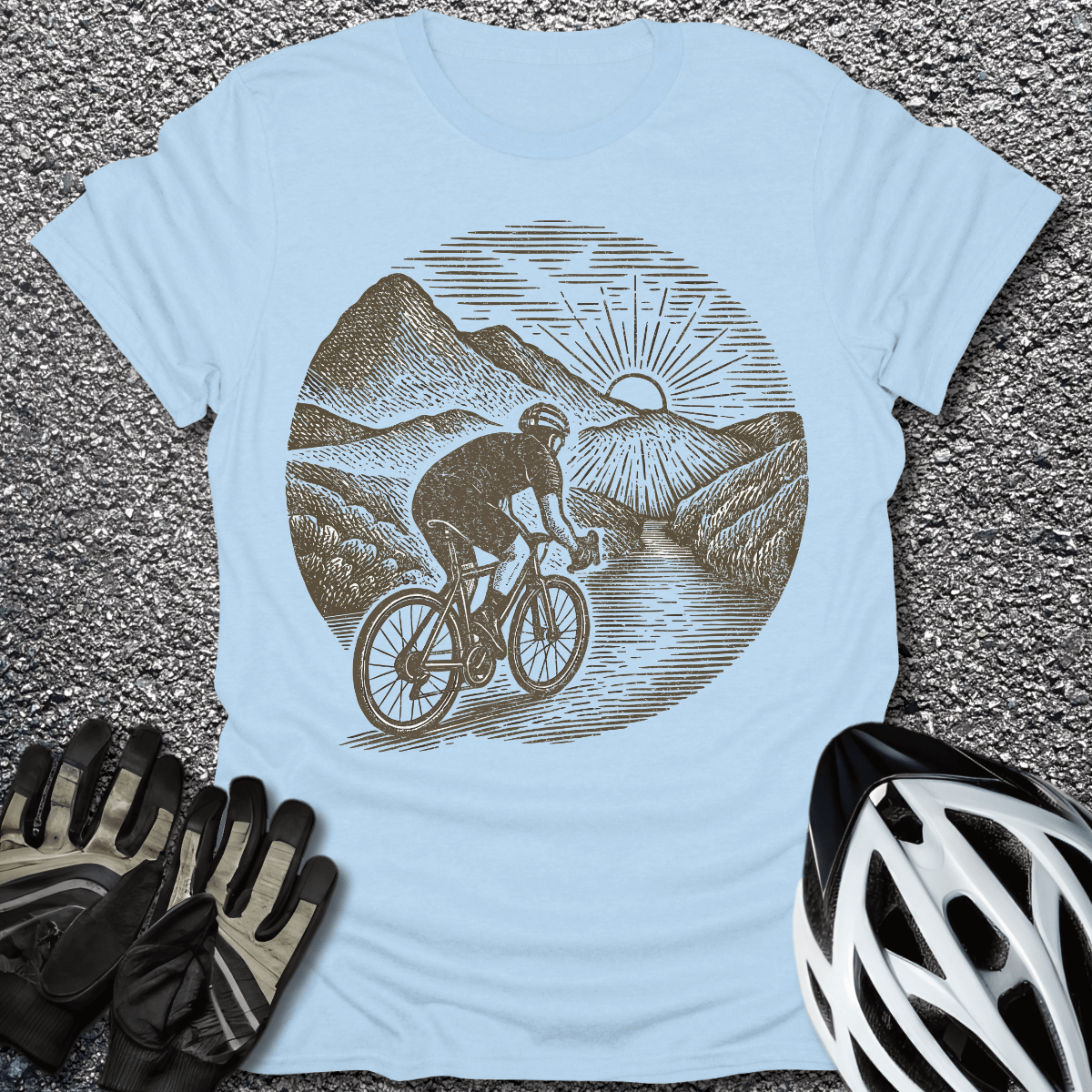 Solo Ride T-Shirt in Light Blue / S from CycleTees