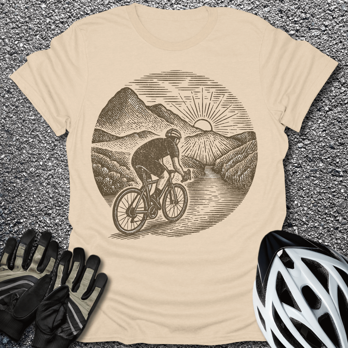 Solo Ride T-Shirt in Sand / S from CycleTees