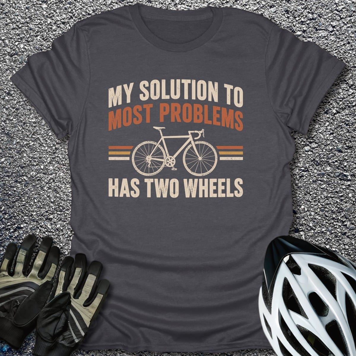 Solution Has Wheels T-Shirt in Dark Heather / S from CycleTees