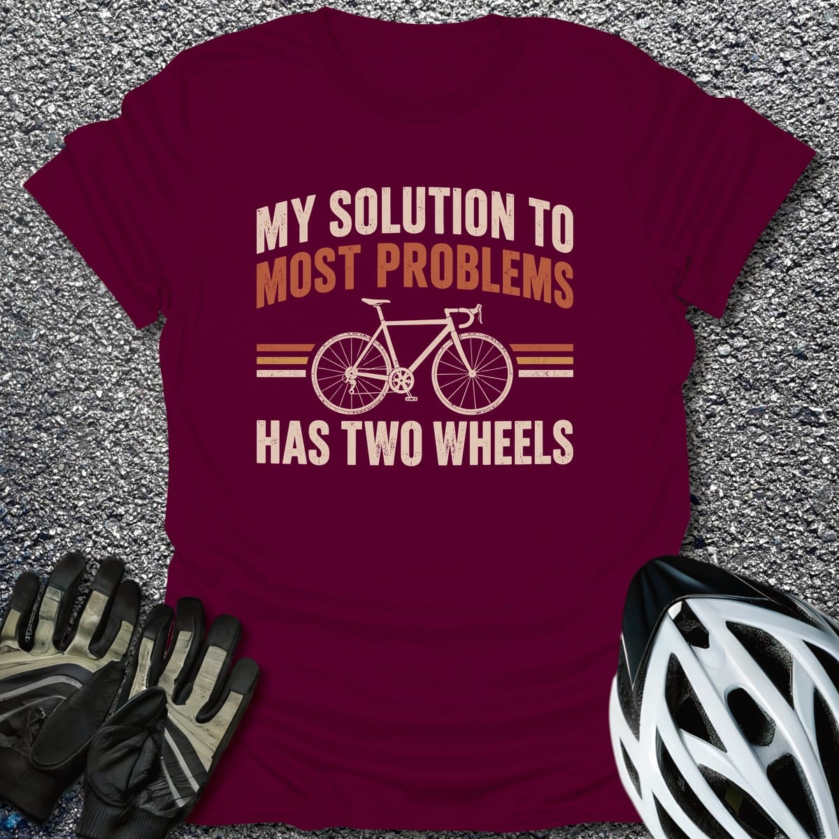 Solution Has Wheels T-Shirt in Maroon / S from CycleTees