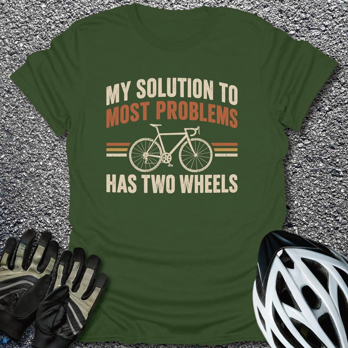 Solution Has Wheels T-Shirt in Military Green / S from CycleTees