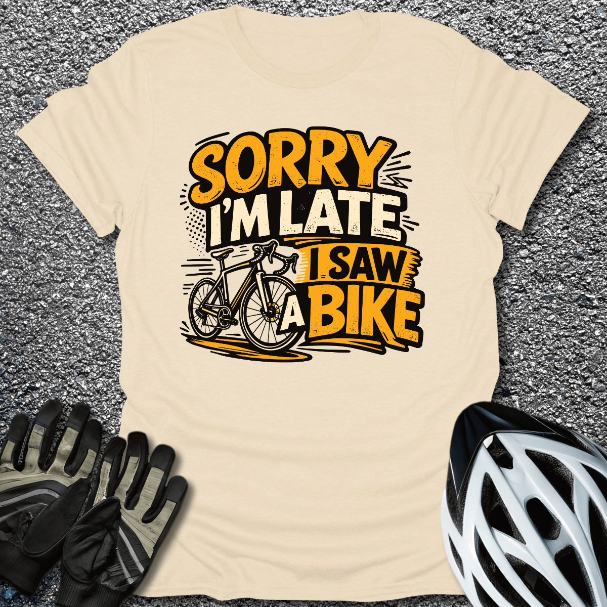 Sorry I'm Late T-Shirt in Natural / S from CycleTees