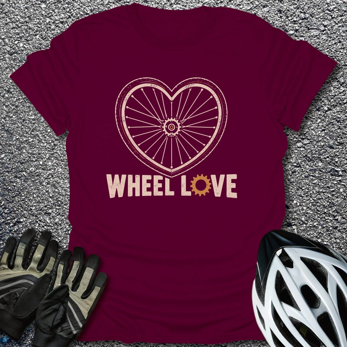 Spoke Heart T-Shirt in Maroon / S from CycleTees