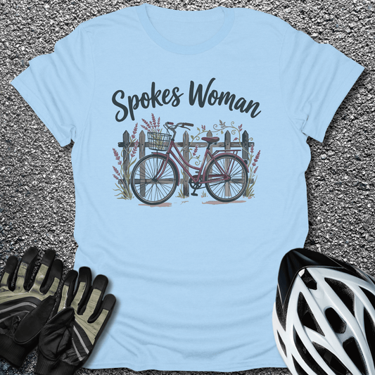Spokes Woman Flowers T-Shirt in Light Blue / S from CycleTees