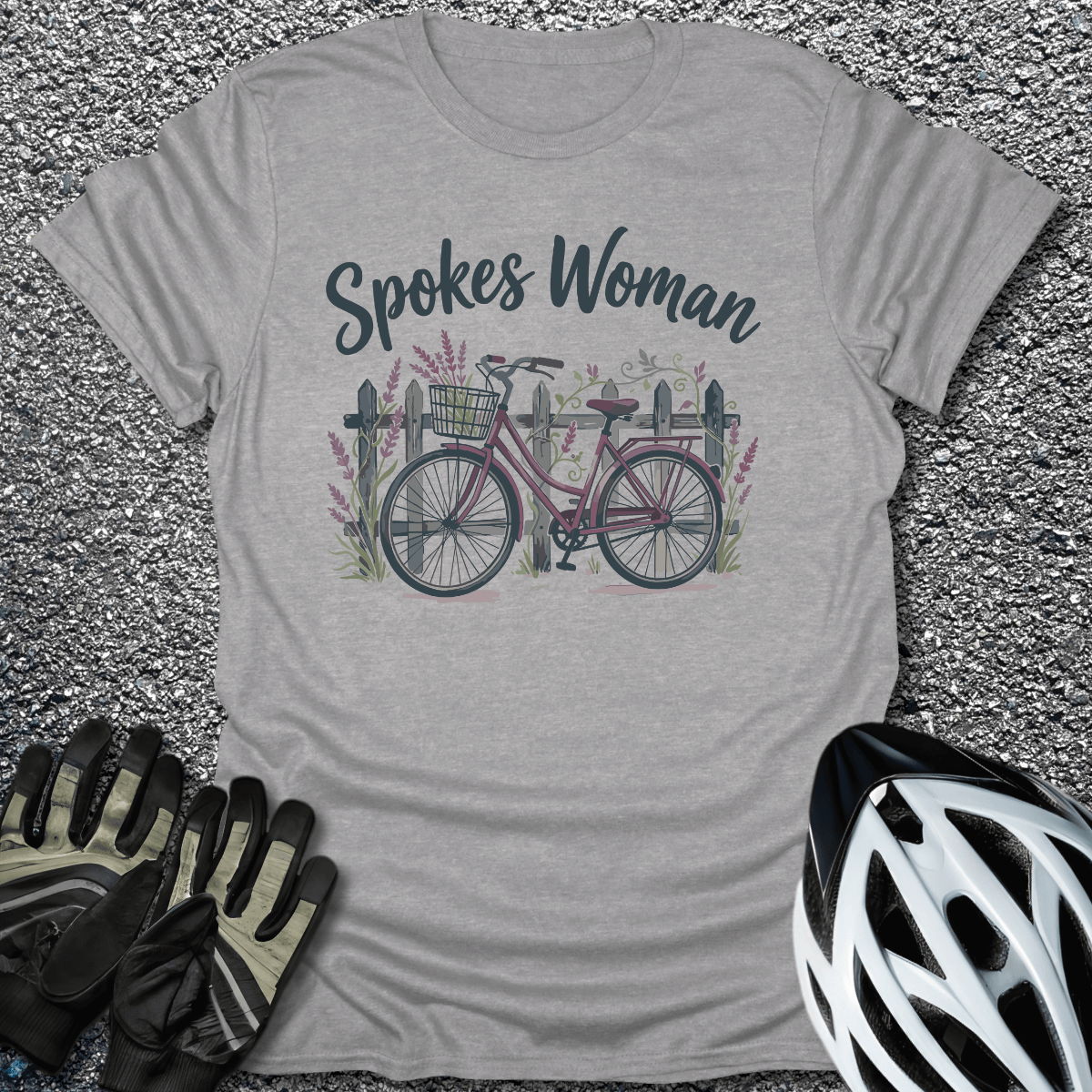Spokes Woman Flowers T-Shirt in Sport Grey / S from CycleTees