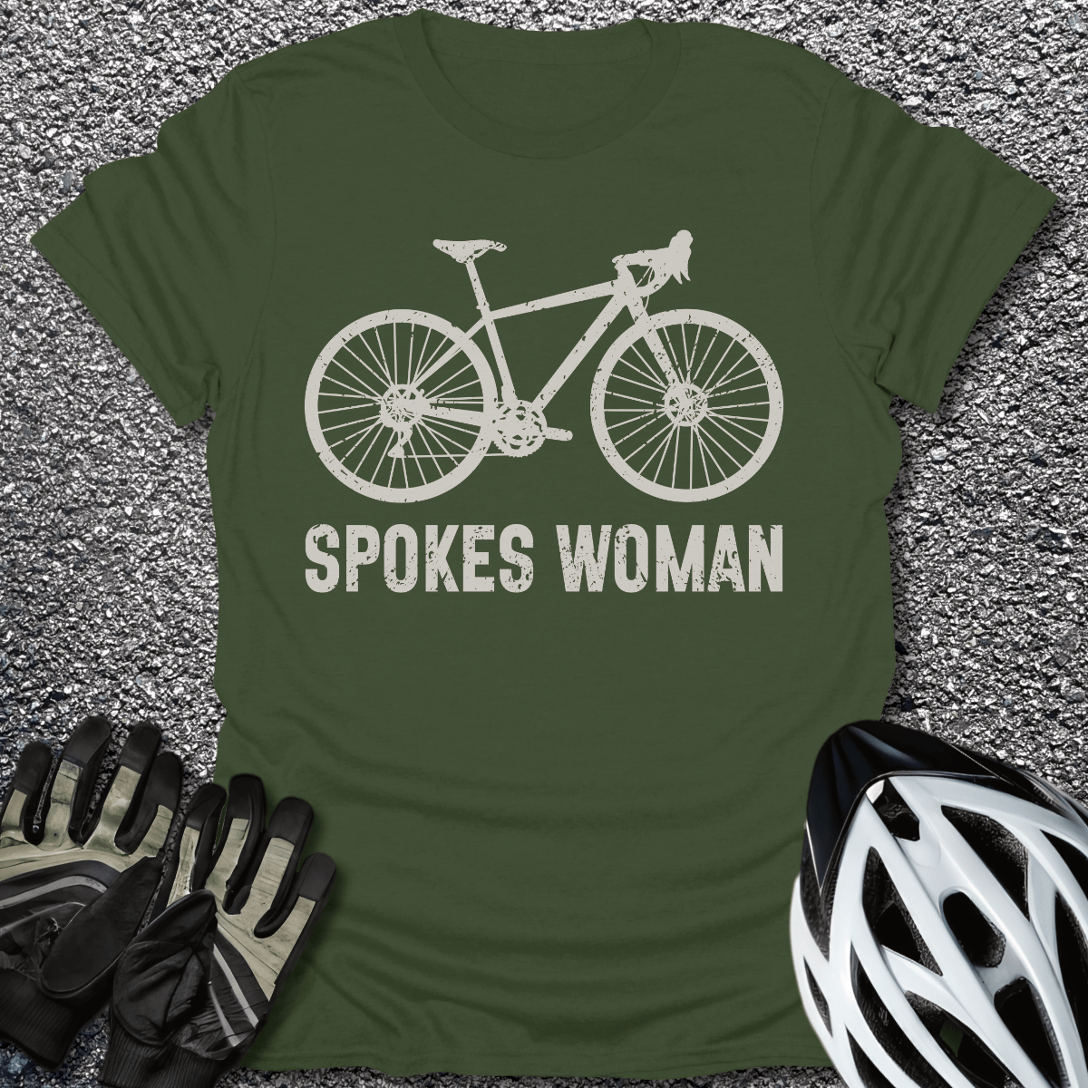 Spokes Woman T-Shirt in Military Green / S from CycleTees
