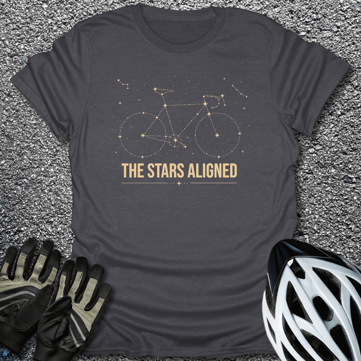 Stars Aligned T-Shirt in Dark Heather / S from CycleTees
