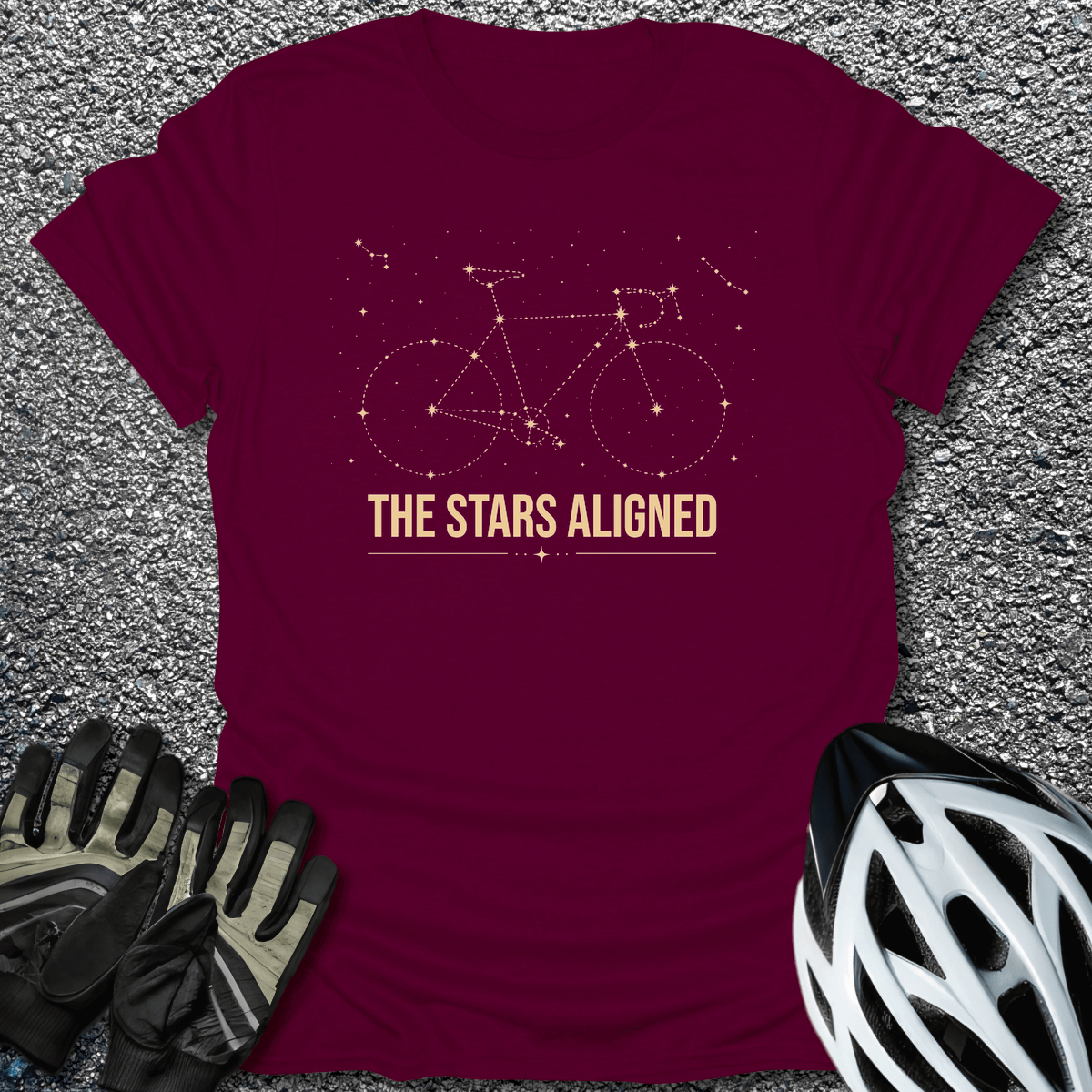 Stars Aligned T-Shirt in Maroon / S from CycleTees