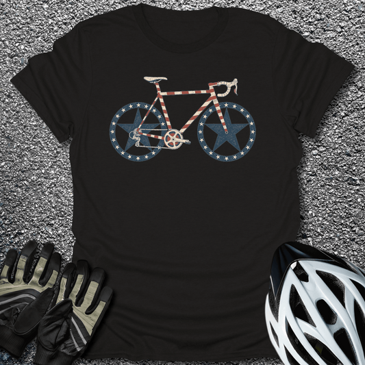 Stars And Spokes T-Shirt in Black / S from CycleTees