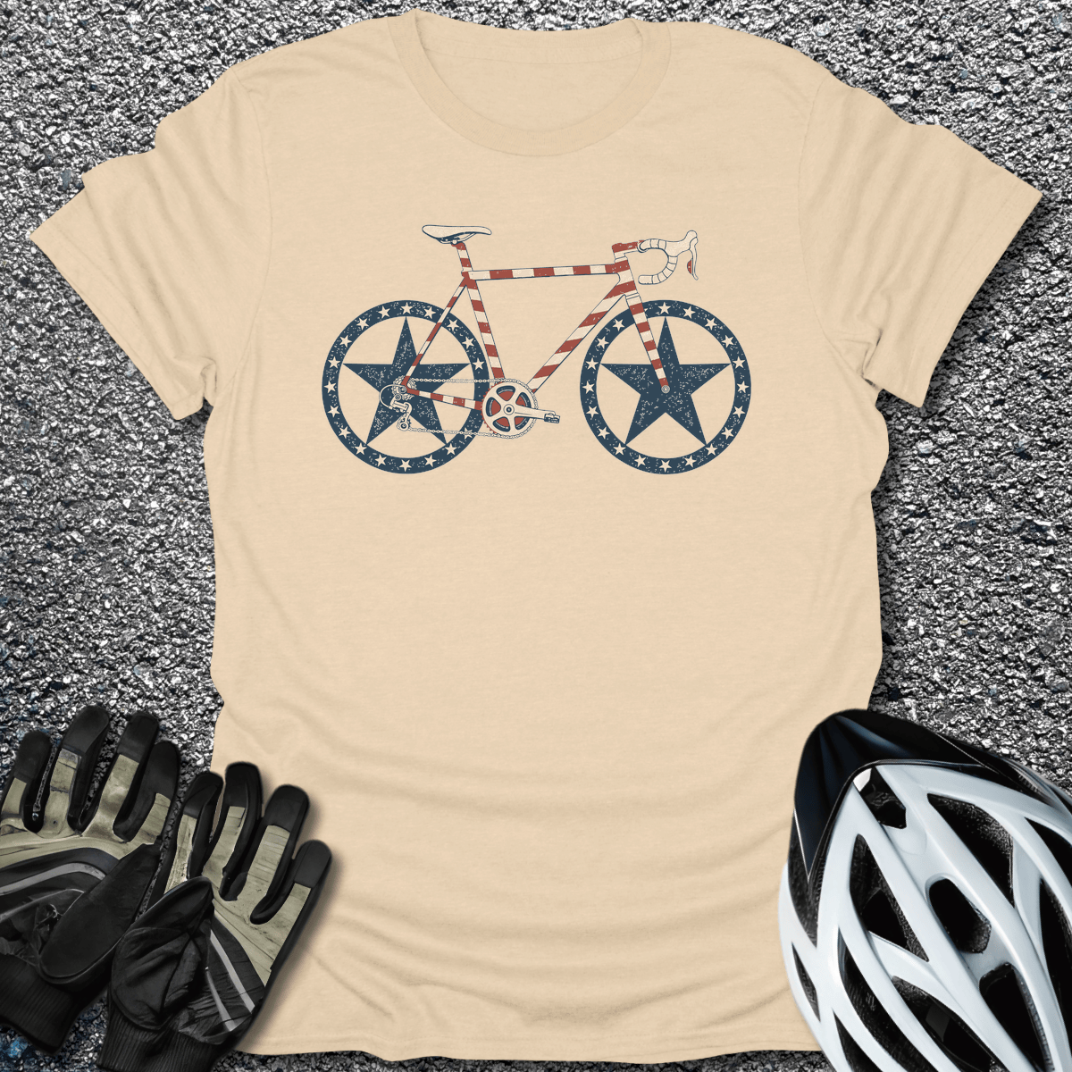 Stars And Spokes T-Shirt in Sand / S from CycleTees