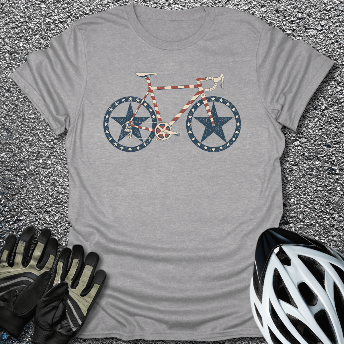 Stars And Spokes T-Shirt in Sport Grey / S from CycleTees