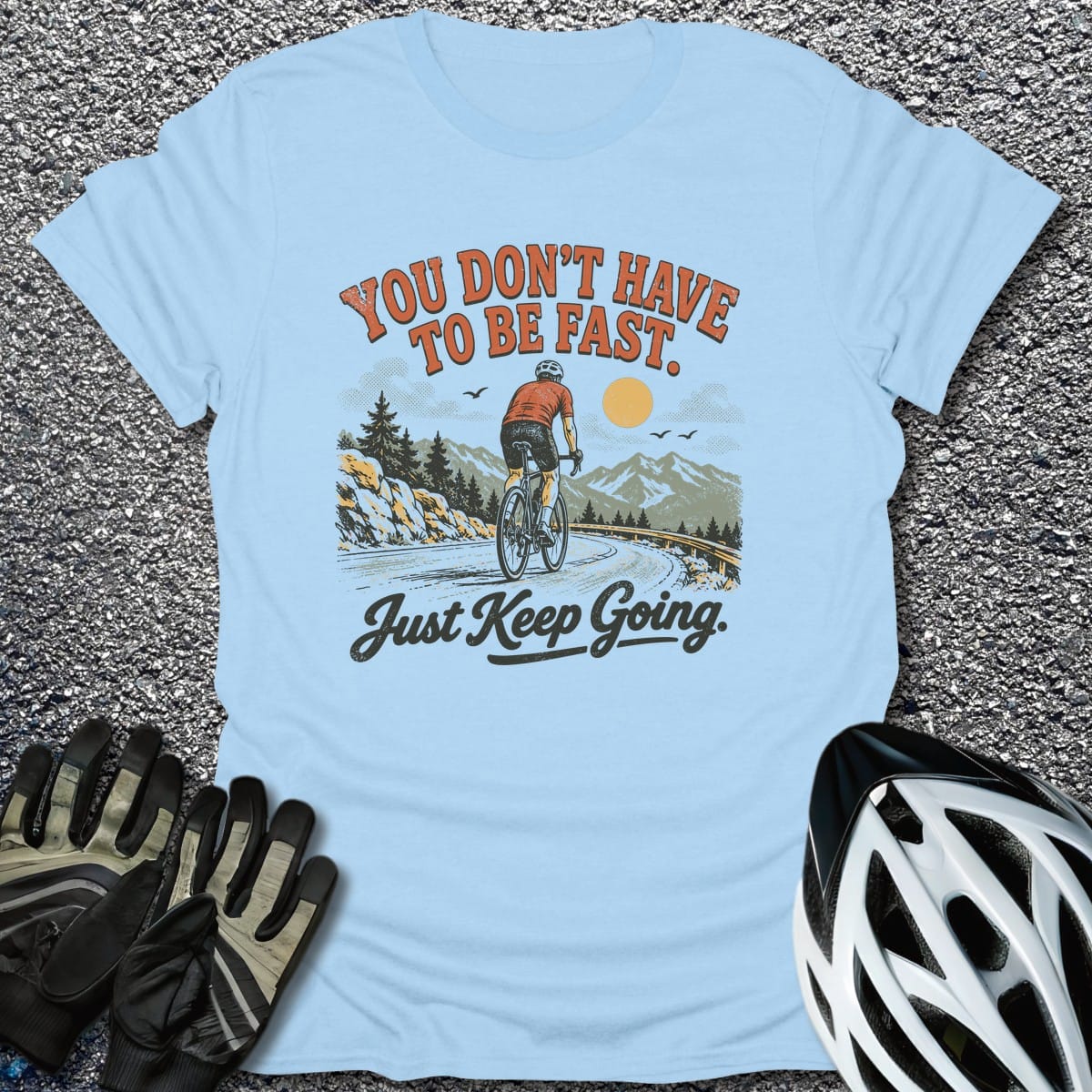 Steady Climb T-Shirt in Light Blue / S from CycleTees