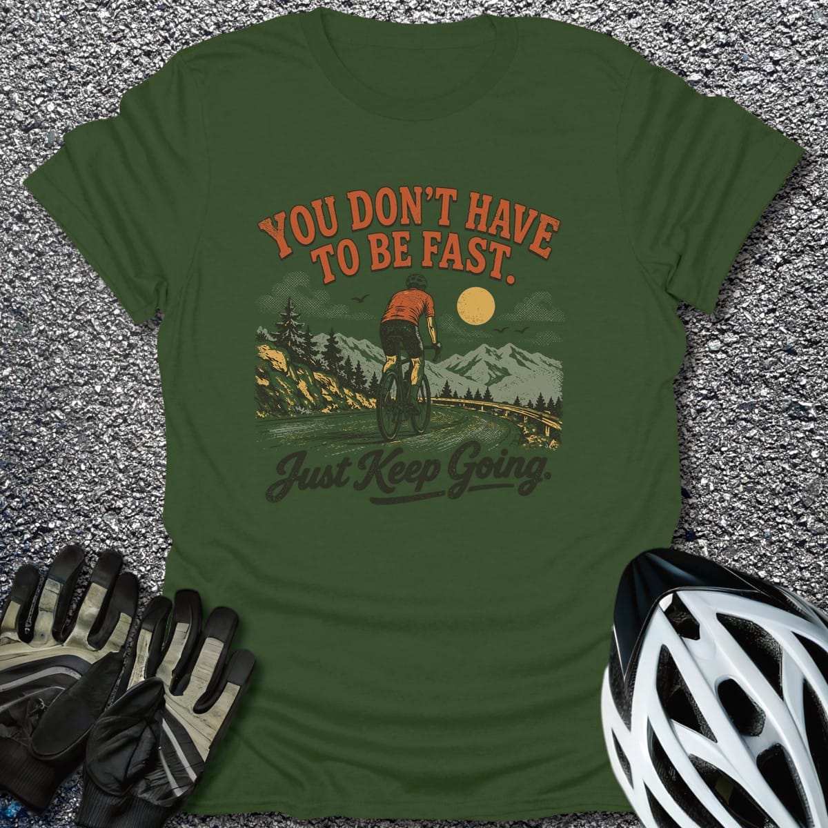 Steady Climb T-Shirt in Military Green / S from CycleTees