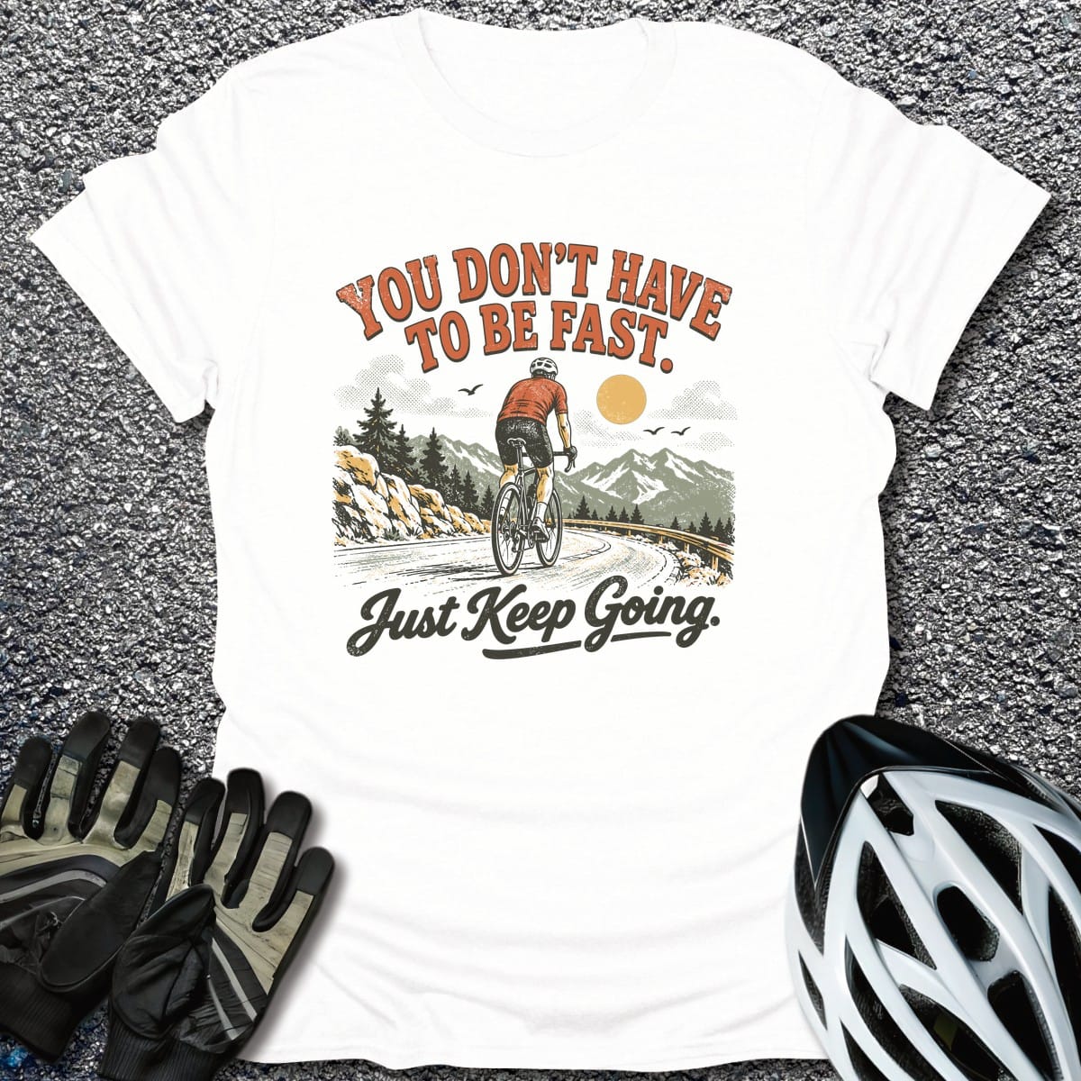 Steady Climb T-Shirt in White / S from CycleTees