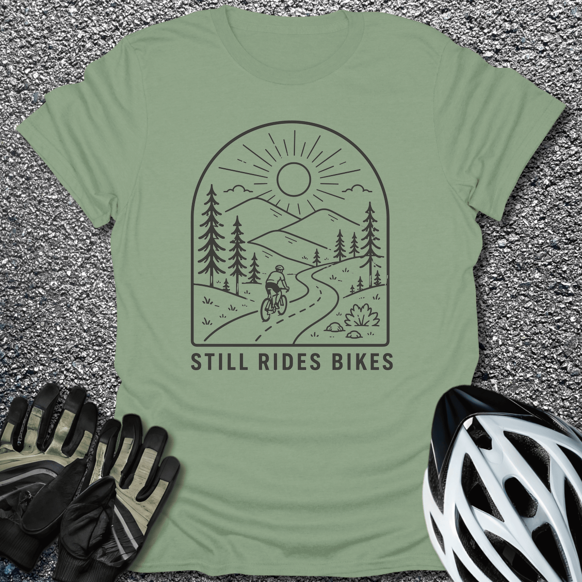 Still Rides Bikes T-Shirt in Sage / S from CycleTees