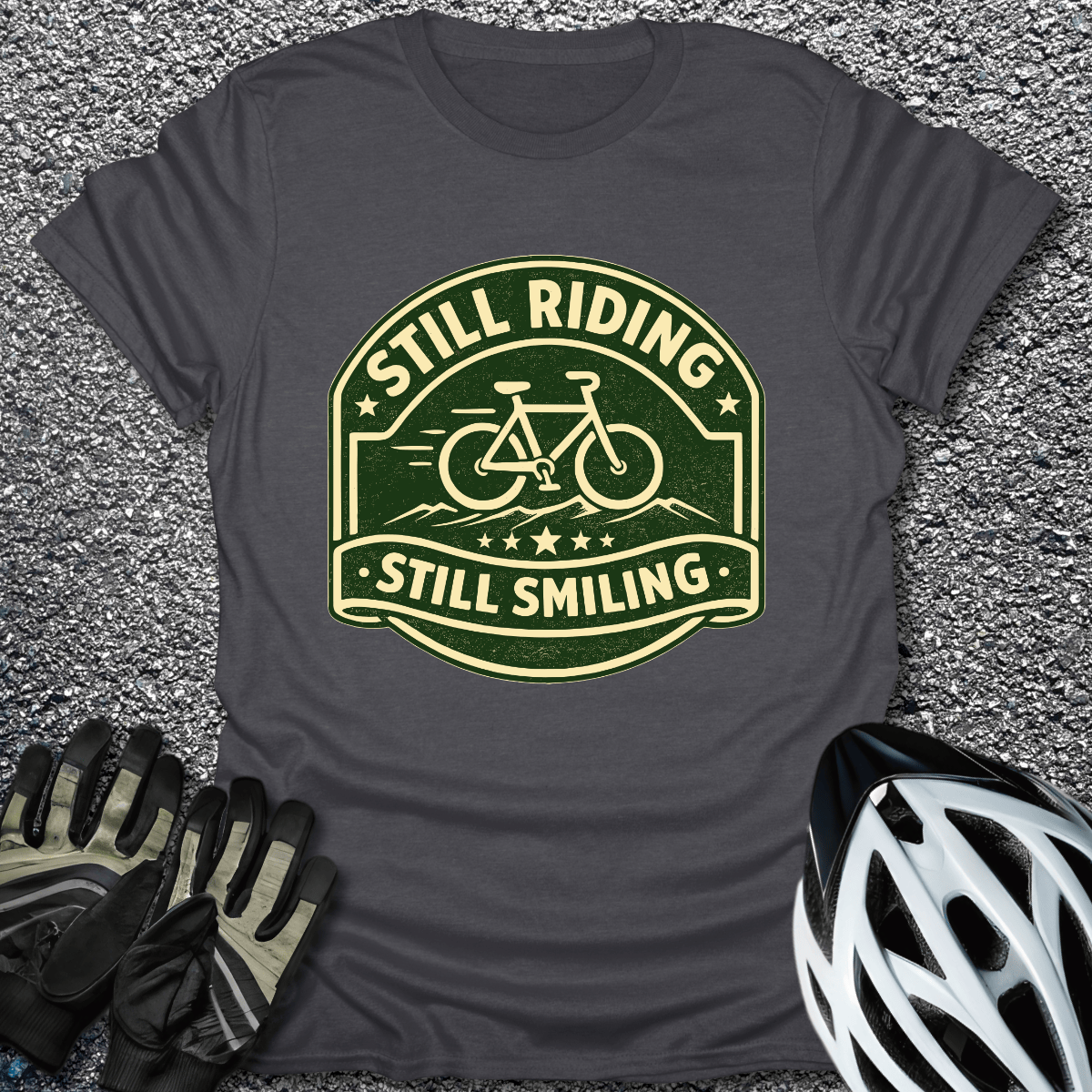 Still Smiling T-Shirt in Dark Heather / S from CycleTees