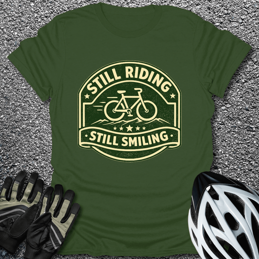Still Smiling T-Shirt in Military Green / S from CycleTees