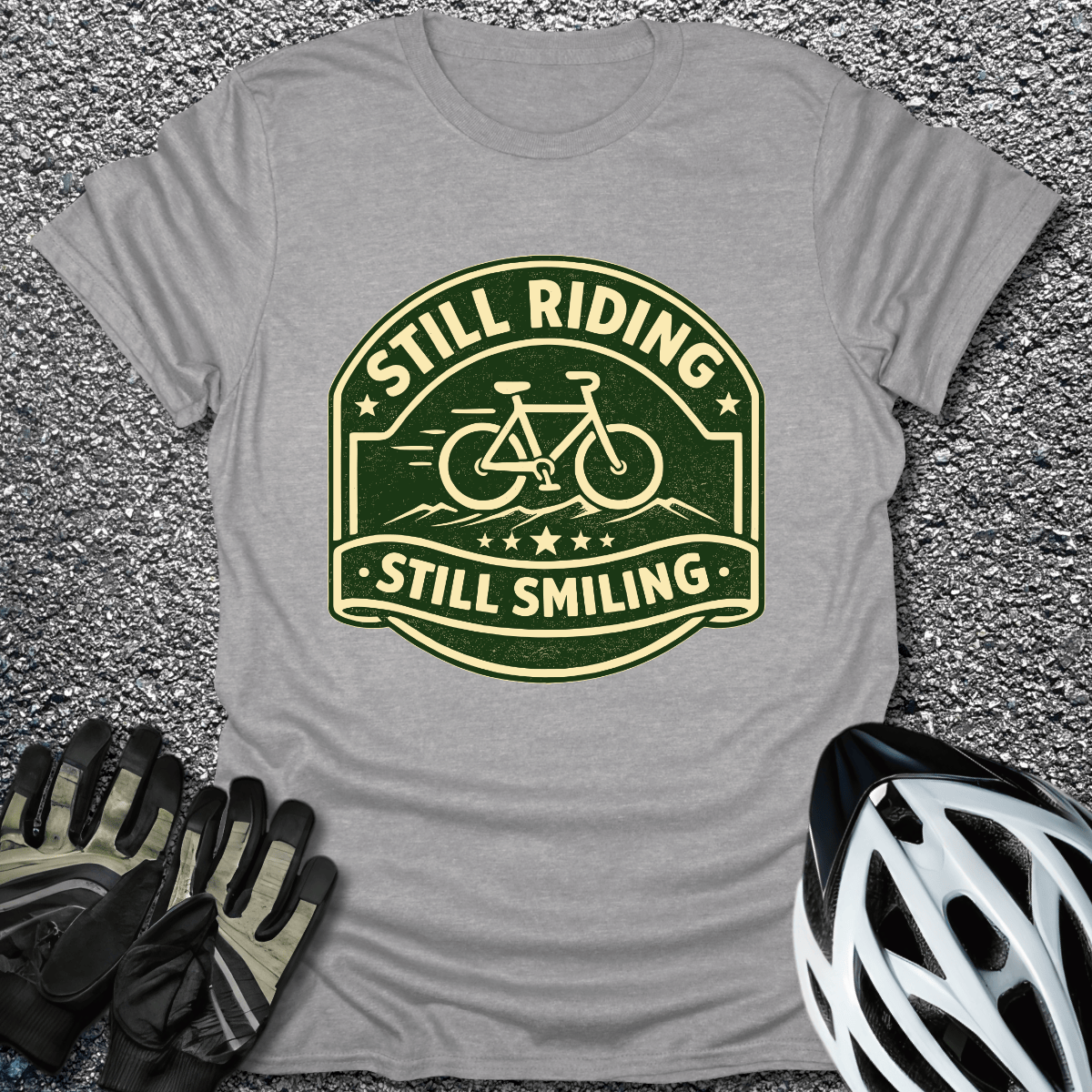 Still Smiling T-Shirt in Sport Grey / S from CycleTees
