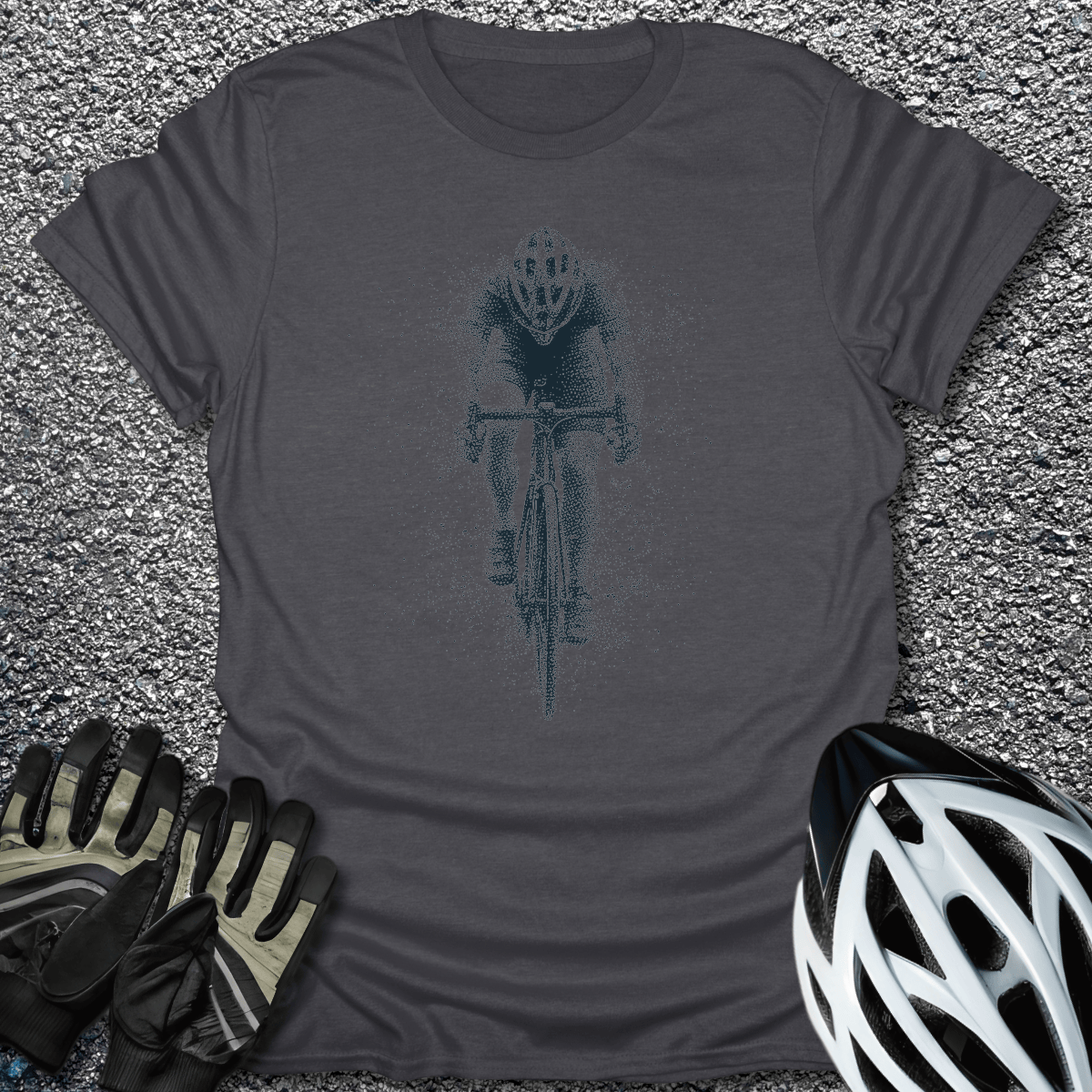 Stipple Rider T-Shirt in Dark Heather / S from CycleTees