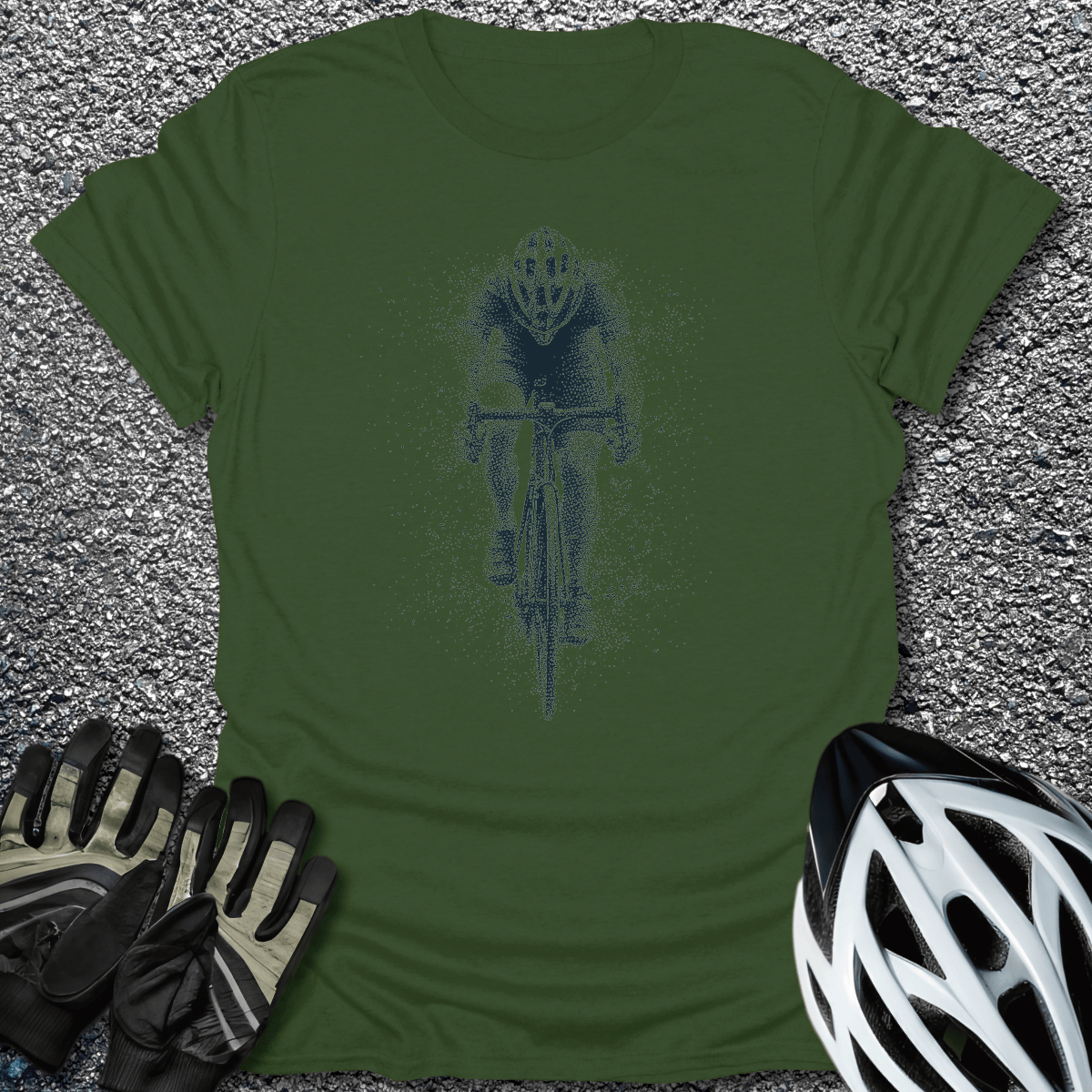 Stipple Rider T-Shirt in Military Green / S from CycleTees