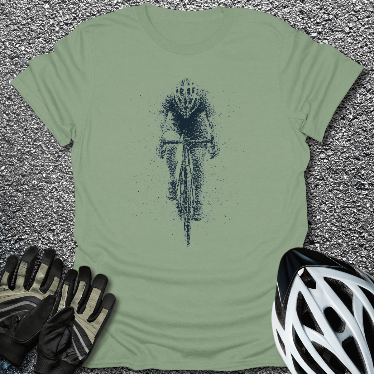 Stipple Rider T-Shirt in Sage / S from CycleTees