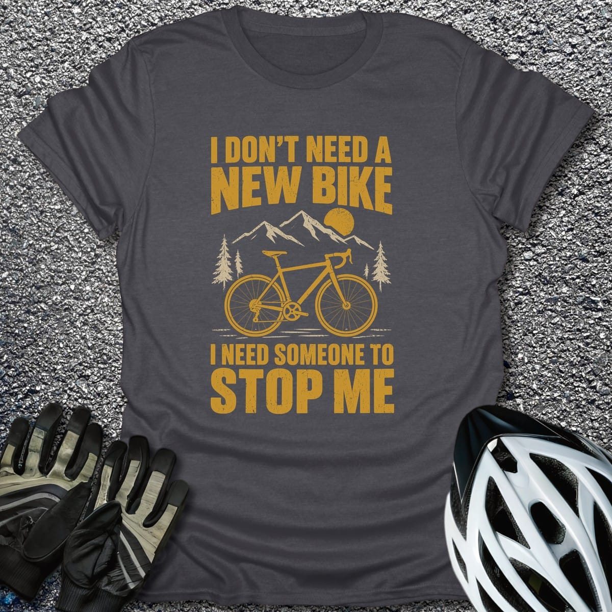 Stop Me T-Shirt in Dark Heather / S from CycleTees