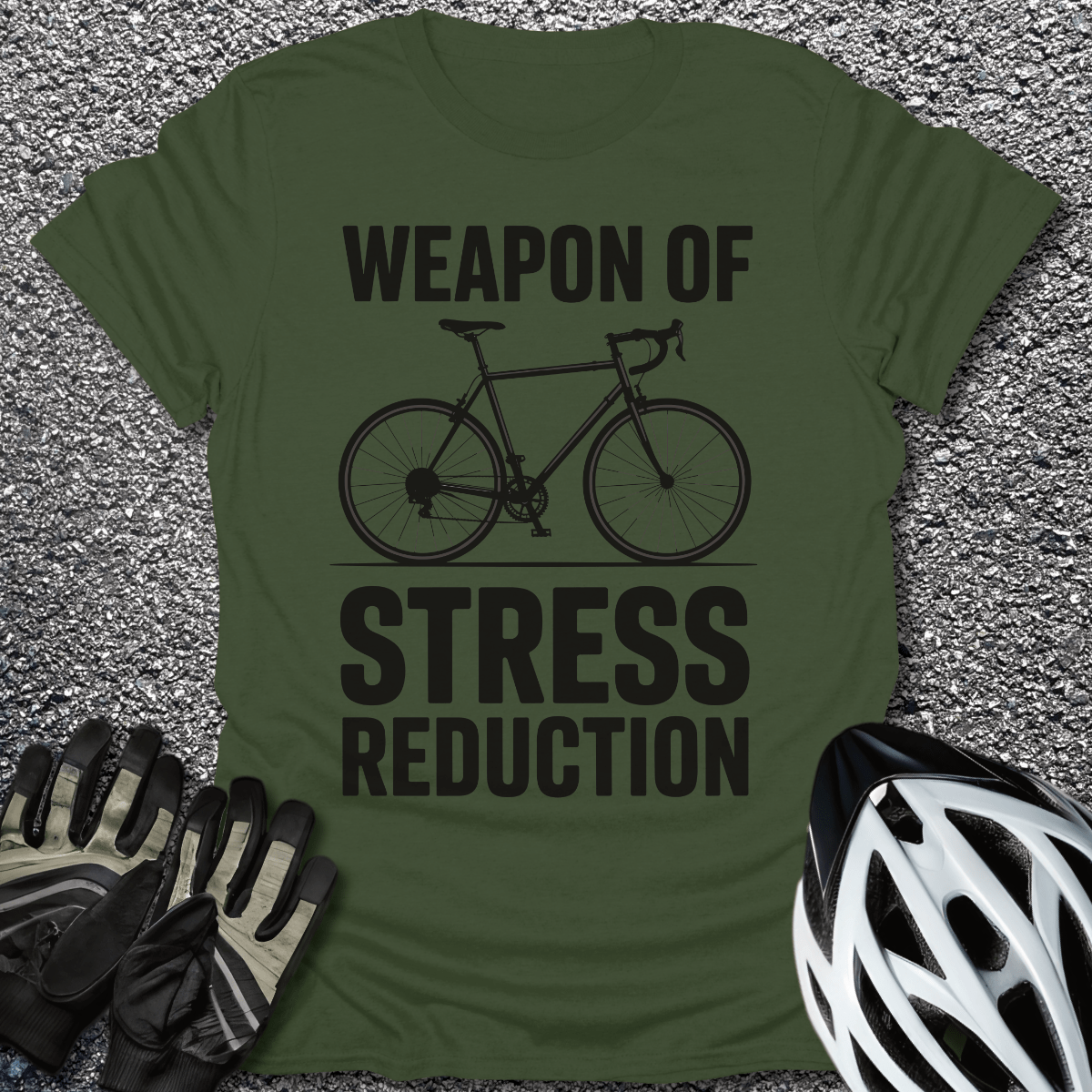 Stress Reduction T-Shirt in Military Green / S from CycleTees