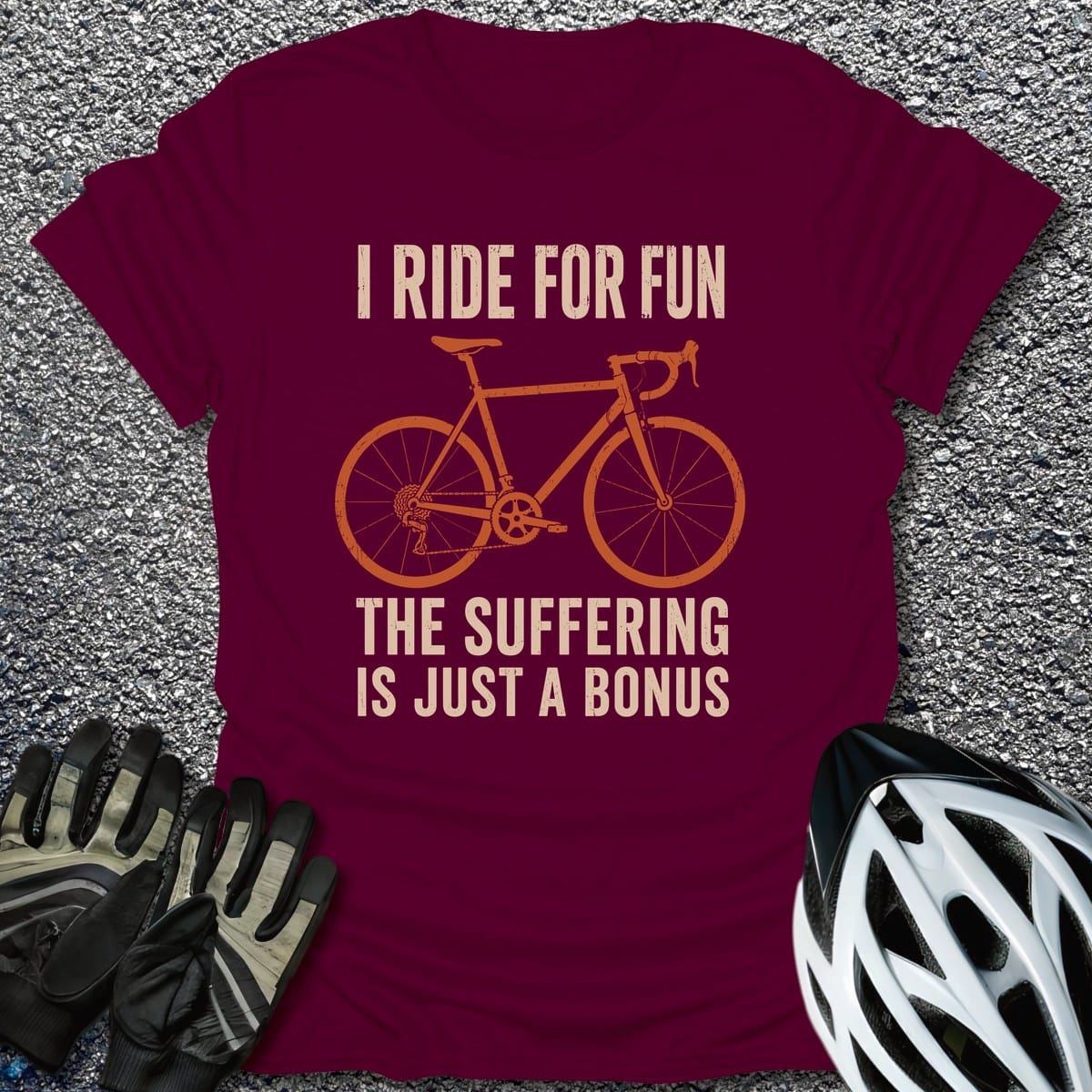 Suffering Bonus T-Shirt in Maroon / S from CycleTees