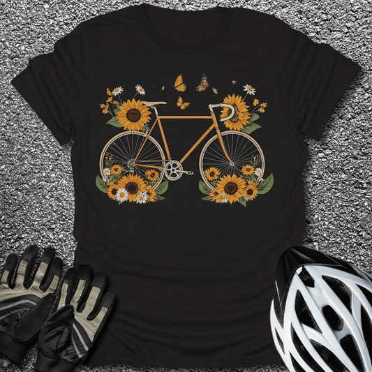 Sunflower Bike V2 T-Shirt in Black / S from CycleTees