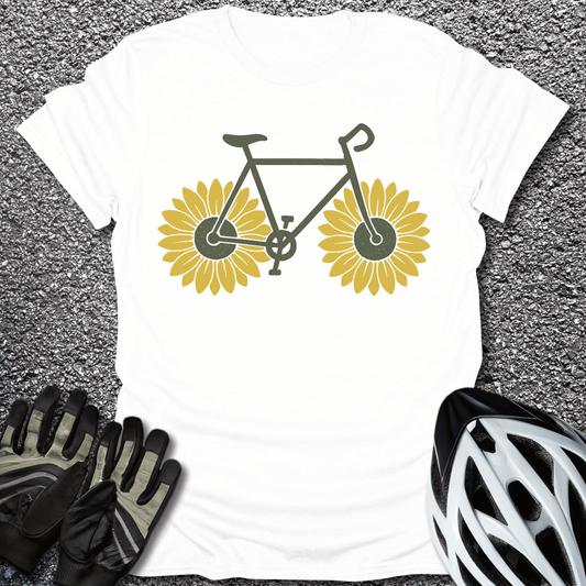 Sunflower Ride T-Shirt in White / S from CycleTees