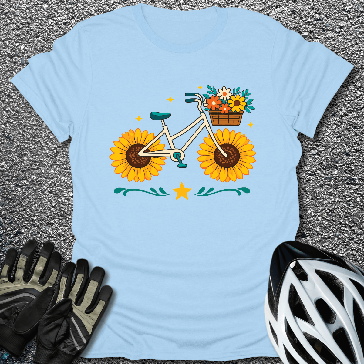 Sunny Ride T-Shirt in Light Blue / S from CycleTees
