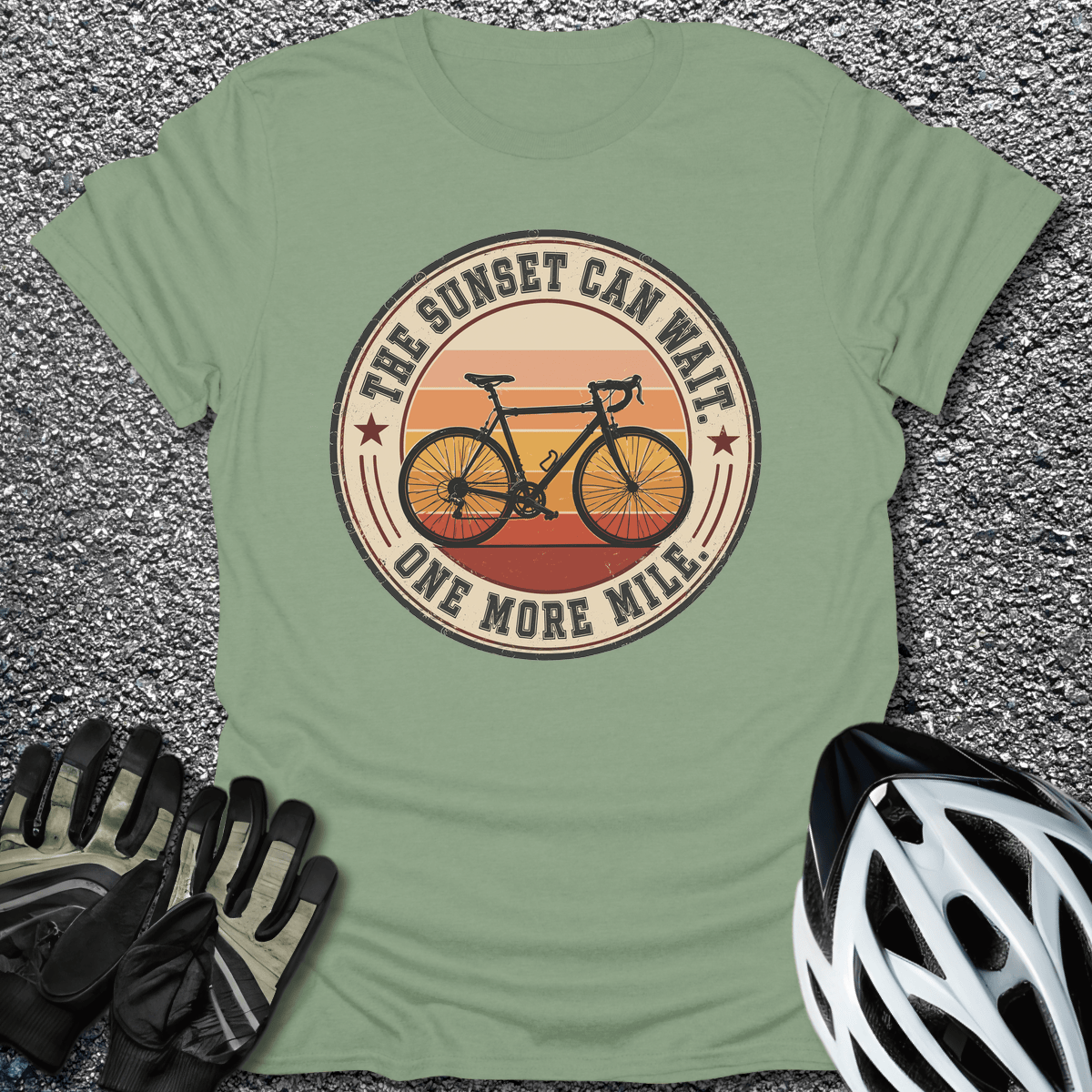 Sunset Can Wait T-Shirt in Sage / S from CycleTees