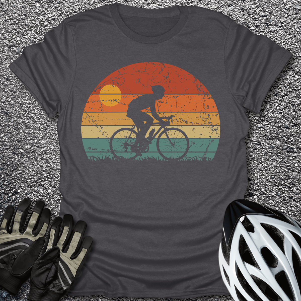 Sunset Ride T-Shirt in Dark Heather / S from CycleTees