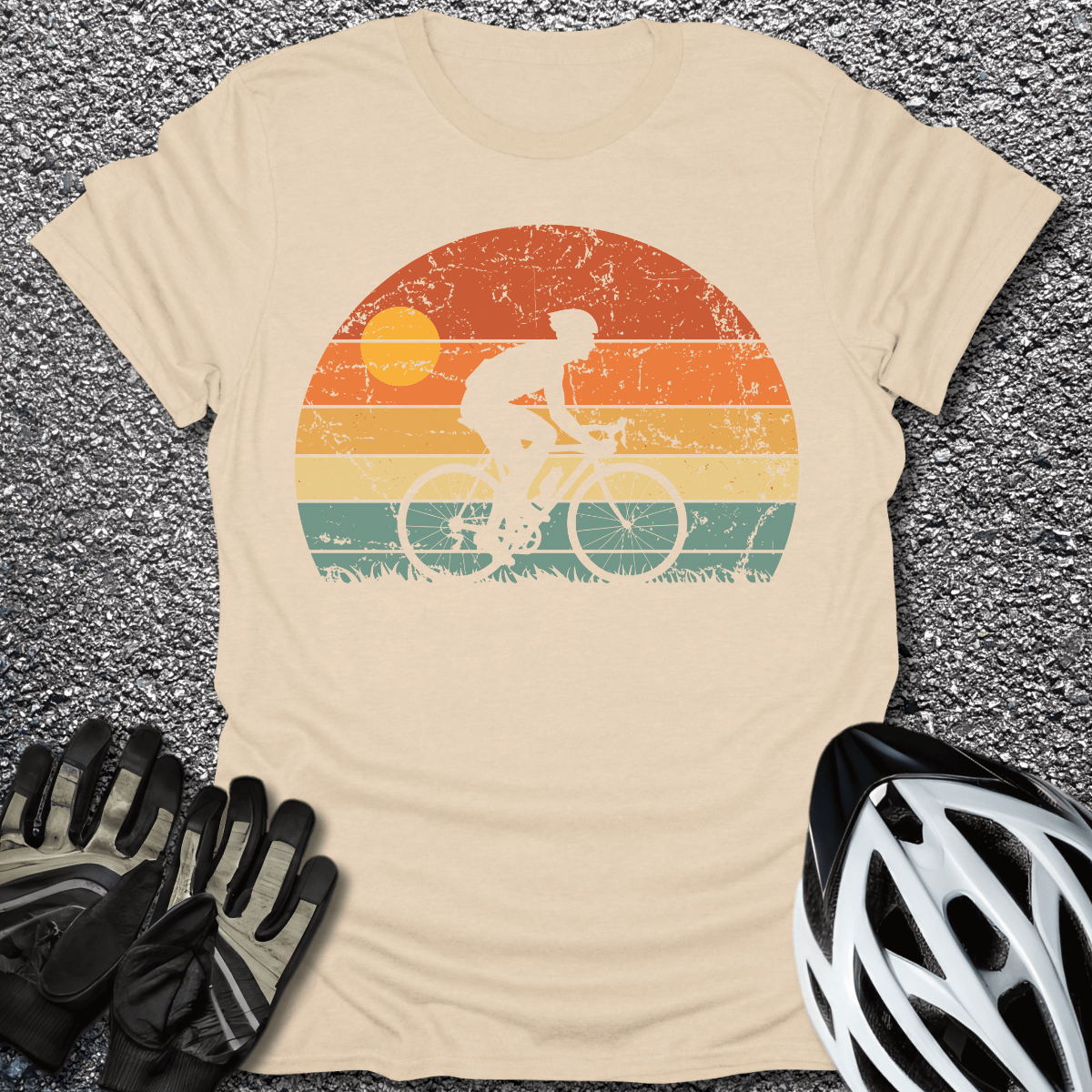 Sunset Ride T-Shirt in Sand / S from CycleTees