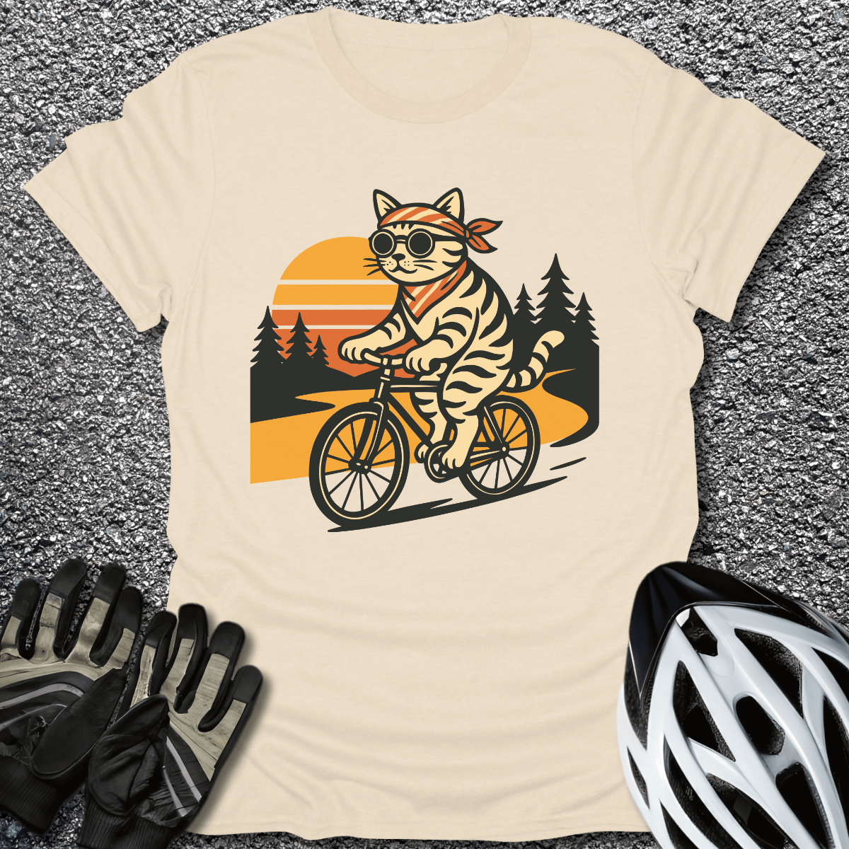 Sunset Trail Kitty T-Shirt in Natural / S from CycleTees