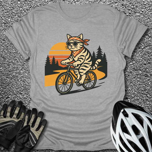 Sunset Trail Kitty T-Shirt in Sport Grey / S from CycleTees