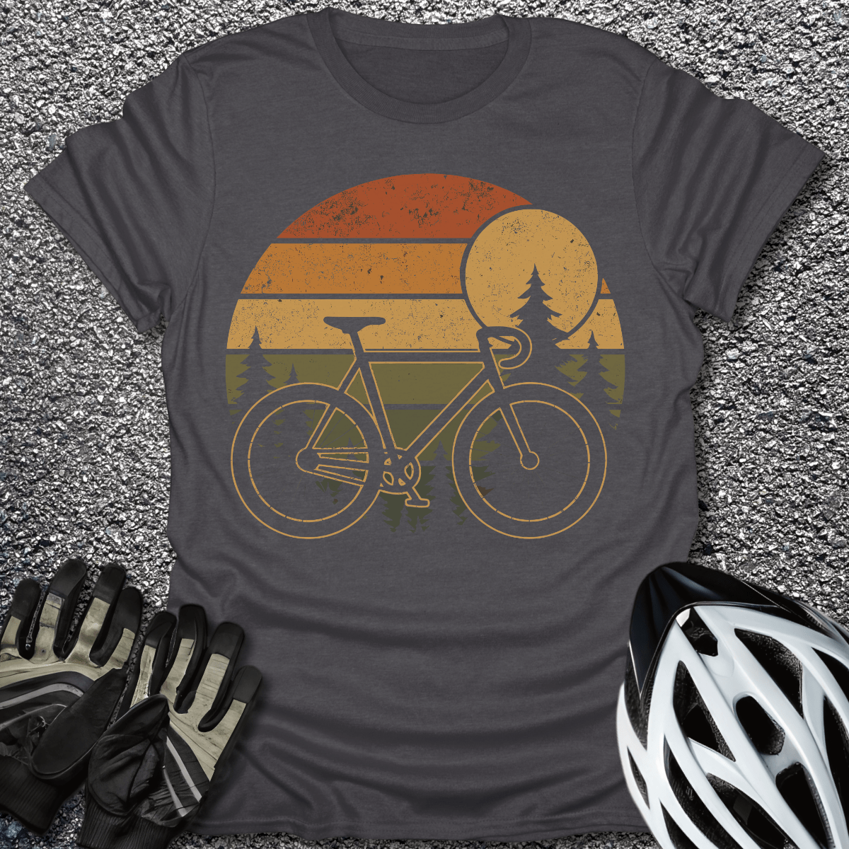 Sunset Vibe T-Shirt in Dark Heather / S from CycleTees