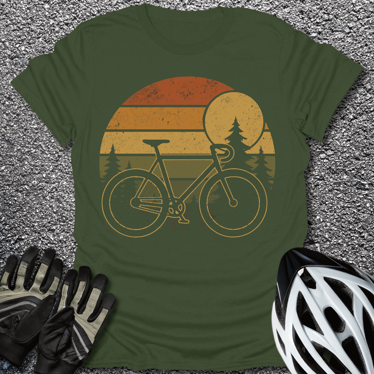 Sunset Vibe T-Shirt in Military Green / S from CycleTees